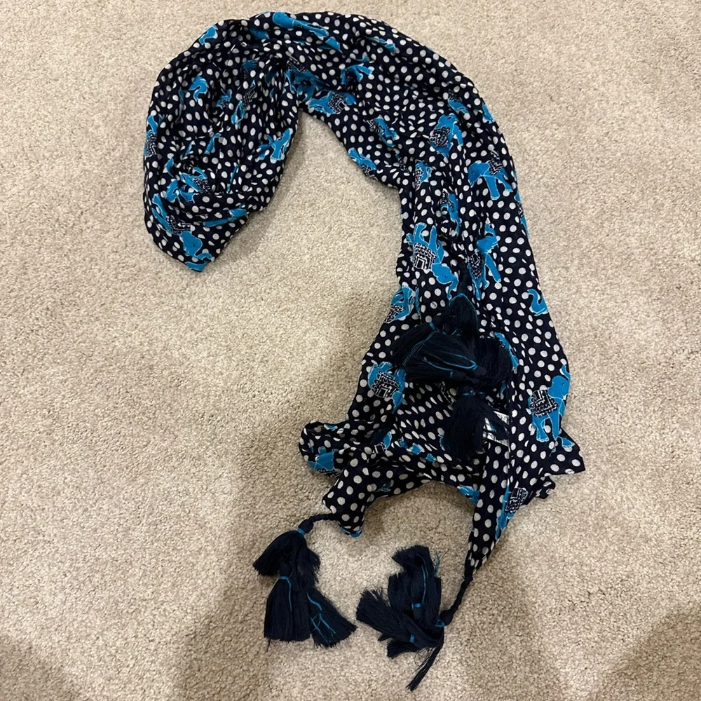 Crown & Ivy Polka Dot Scarf with Blue Accents